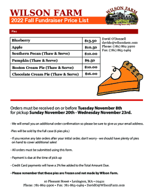 Fillable Online Pie Order Form 2022 Fax Email Print - pdfFiller