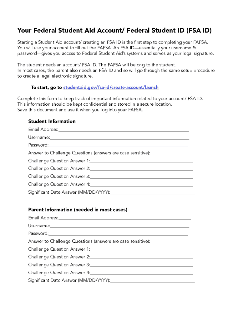 Fillable Online What is an FSA ID and will I need it to complete the