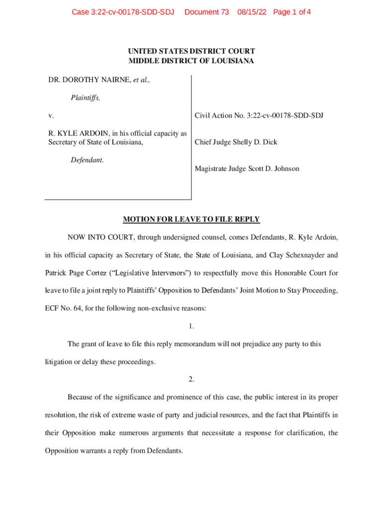 Fillable Online ACLU files motion to lift stay in federal lawsuit