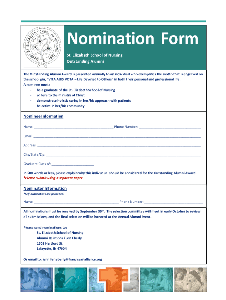 Fillable Online outstanding alumni award criteria & nomination form Fax Email Print pdfFiller