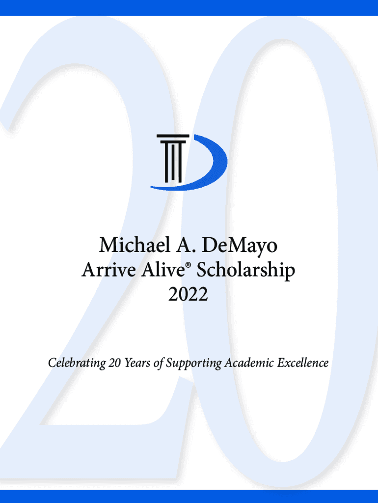 Michael A DeMayo Arrive Alive Scholarship Program Preview on Page 1