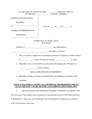 Complaint For Quiet Title (Forged Deed)