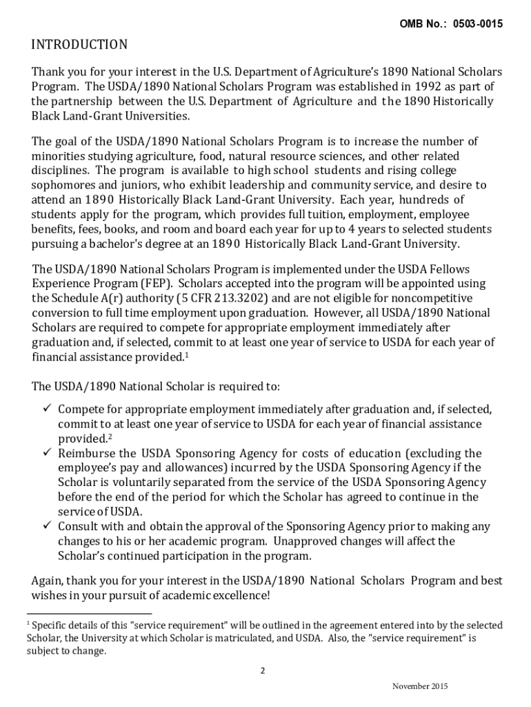 Fillable Online USDA Introduces an EApplication for the 1890 National