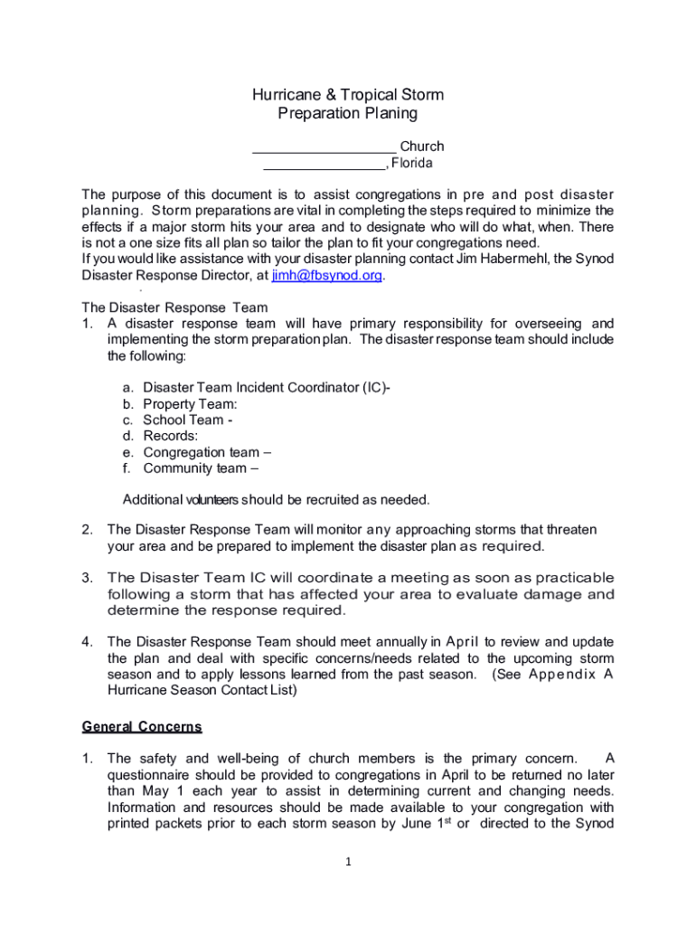 Church-Disaster-Plan-Template docx Preview on Page 1