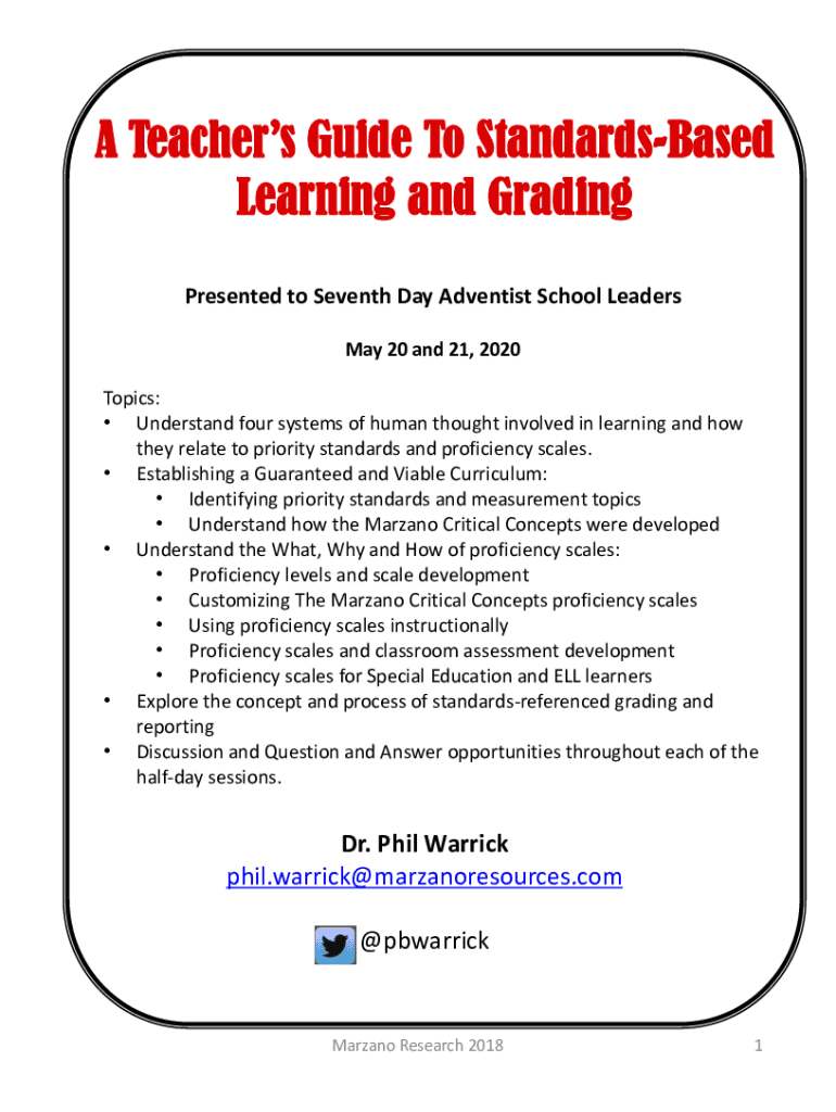 Fillable Online A Teacher's Guide to Standards-Based Learning Fax Email ...