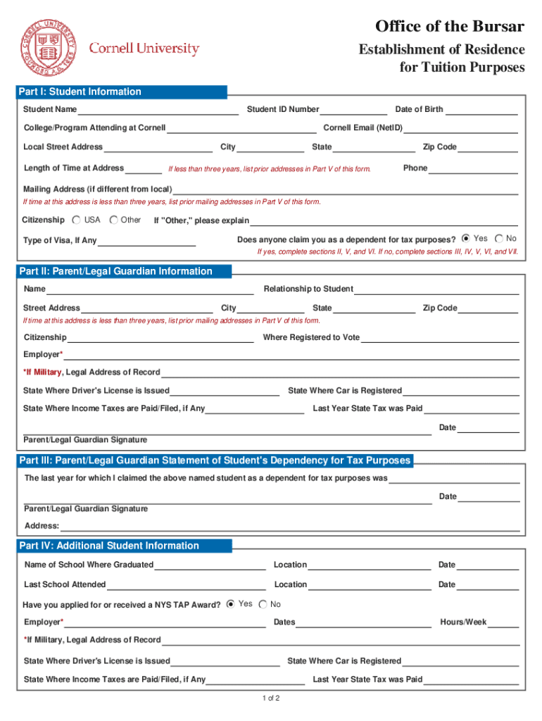 Fillable Online How to Establish Residency, Get InState Tuition Savings Fax Email Print pdfFiller