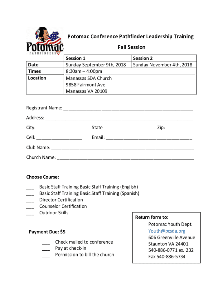 Fillable Online Pathfinders Florida Conference of Seventhday