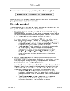 CAHPS Clinician &amp;amp; Group Adult Survey 3.0 Data Specs