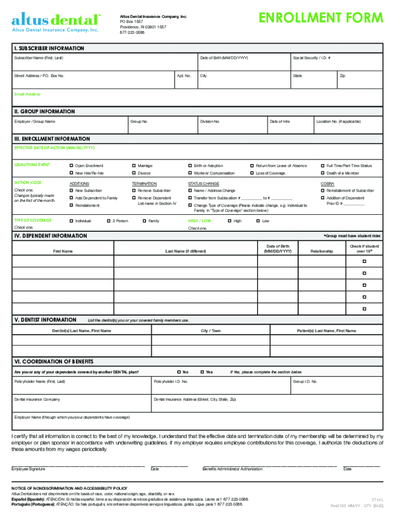 Fillable Online Certificate Of Coverage Altus Dental Preferred and