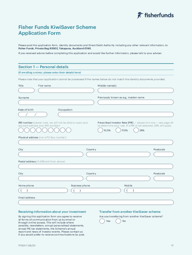 Fillable Online Fisher Funds KiwiSaver Scheme Product Disclosure