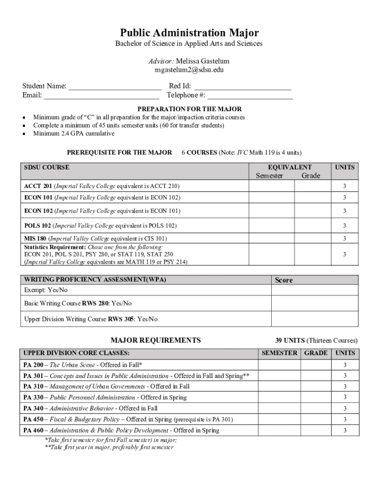 Fillable Online Dean's List SDSU College of Sciences Fax Email Print