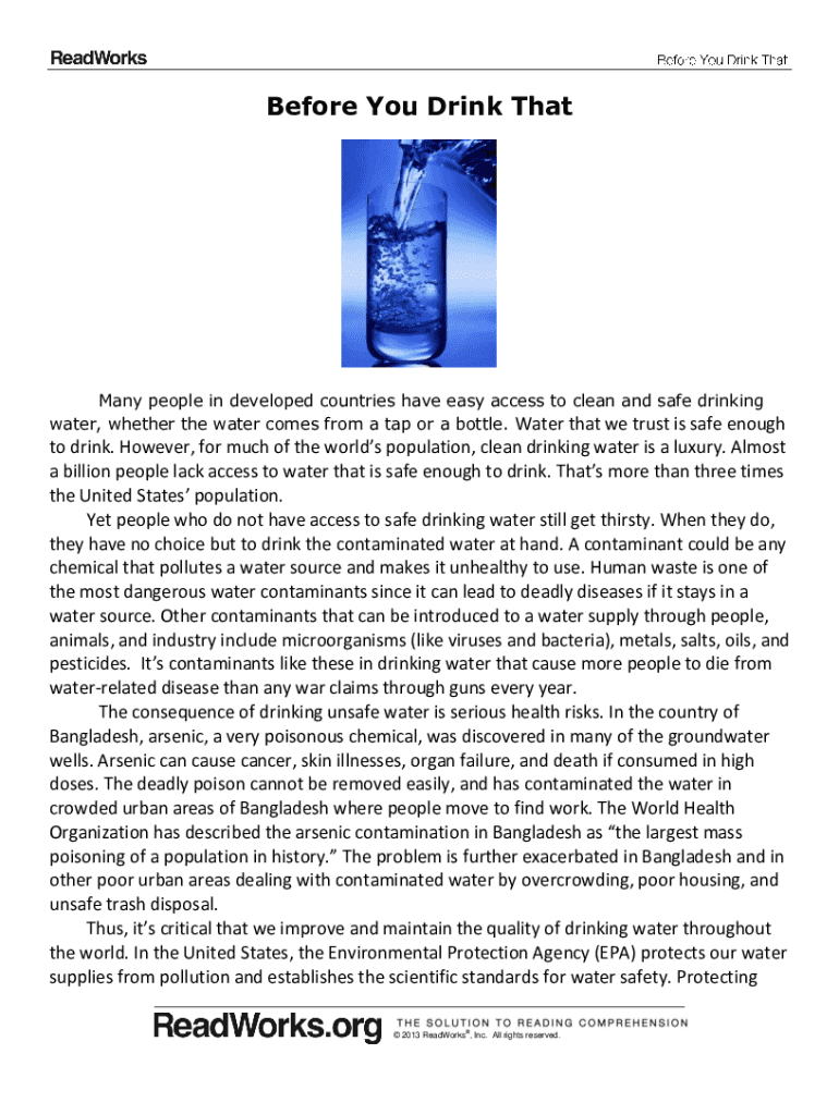 Fillable Online Bottled Water or Tap Water? A Comparative Study of ...