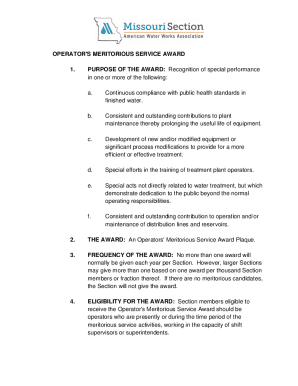 Fillable Online operator's meritorious service award Fax Email Print - pdfFiller