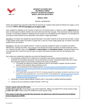 University of Puerto Rico Medical Form