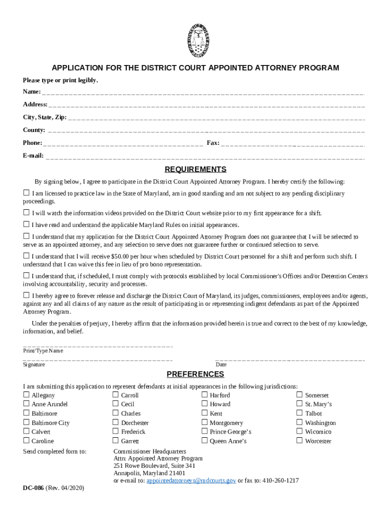 Application for the District Court Appointed Attorney Program Doc
