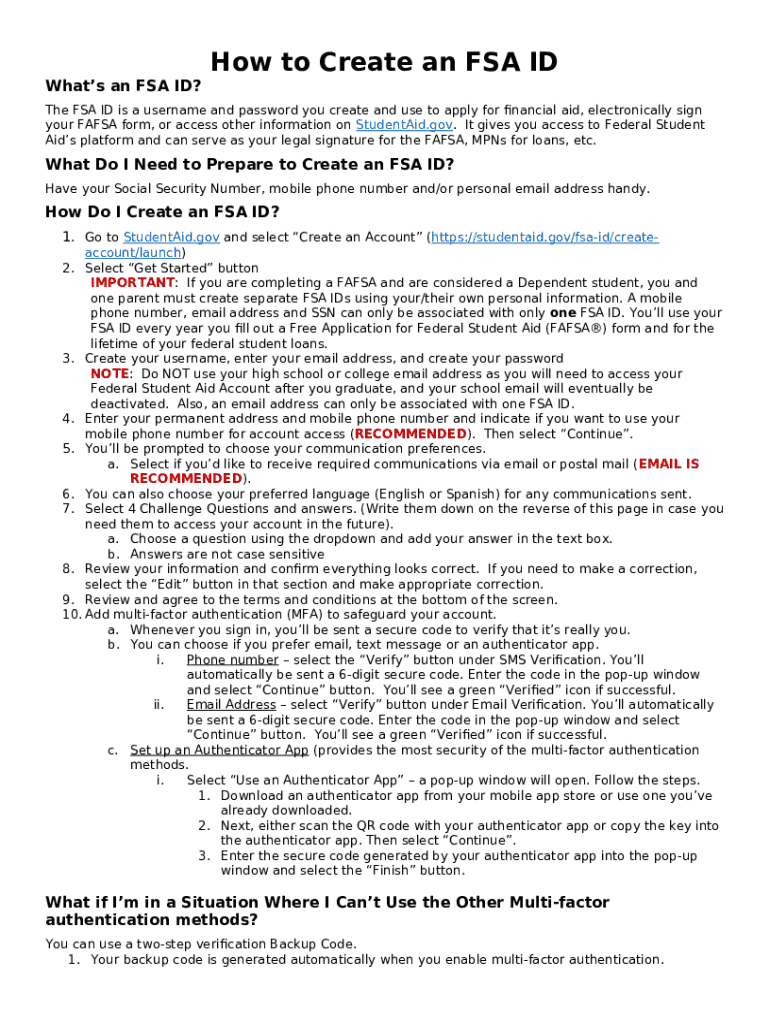 What is an FSA ID and will I need it to complete the FAFSA ? Doc