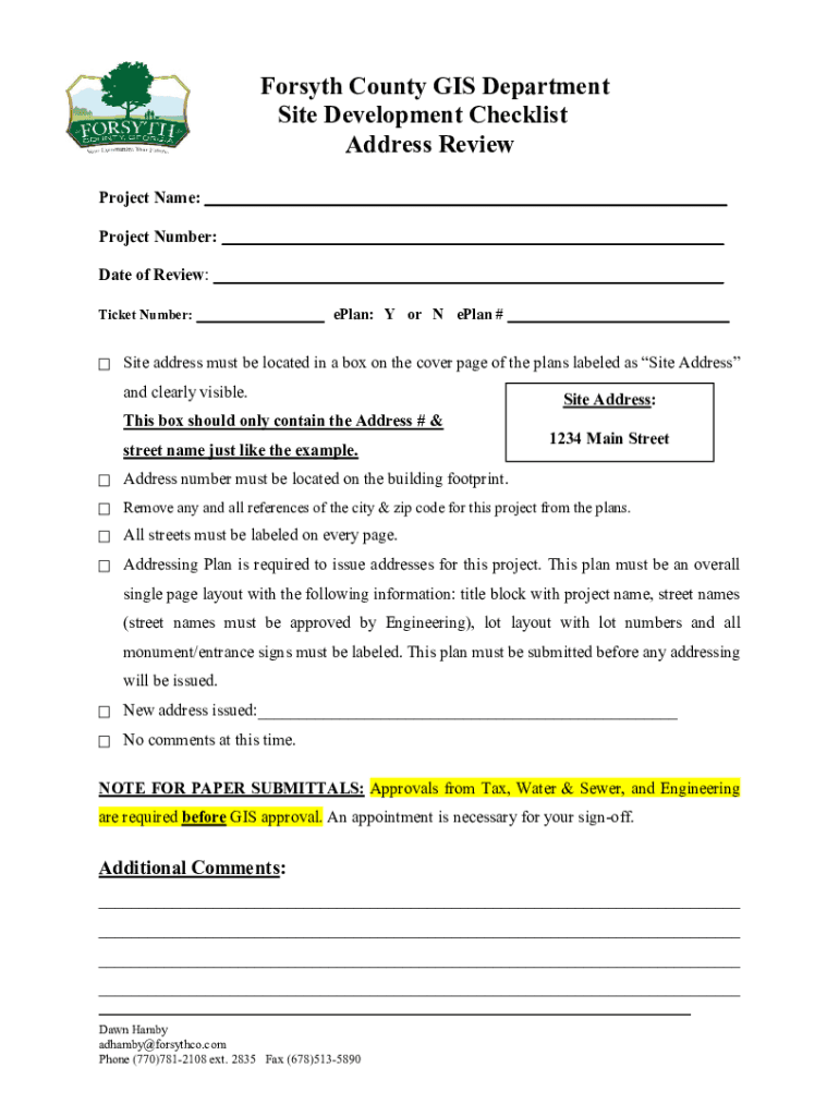 Fillable online forsyth county gis department as built checklist fax