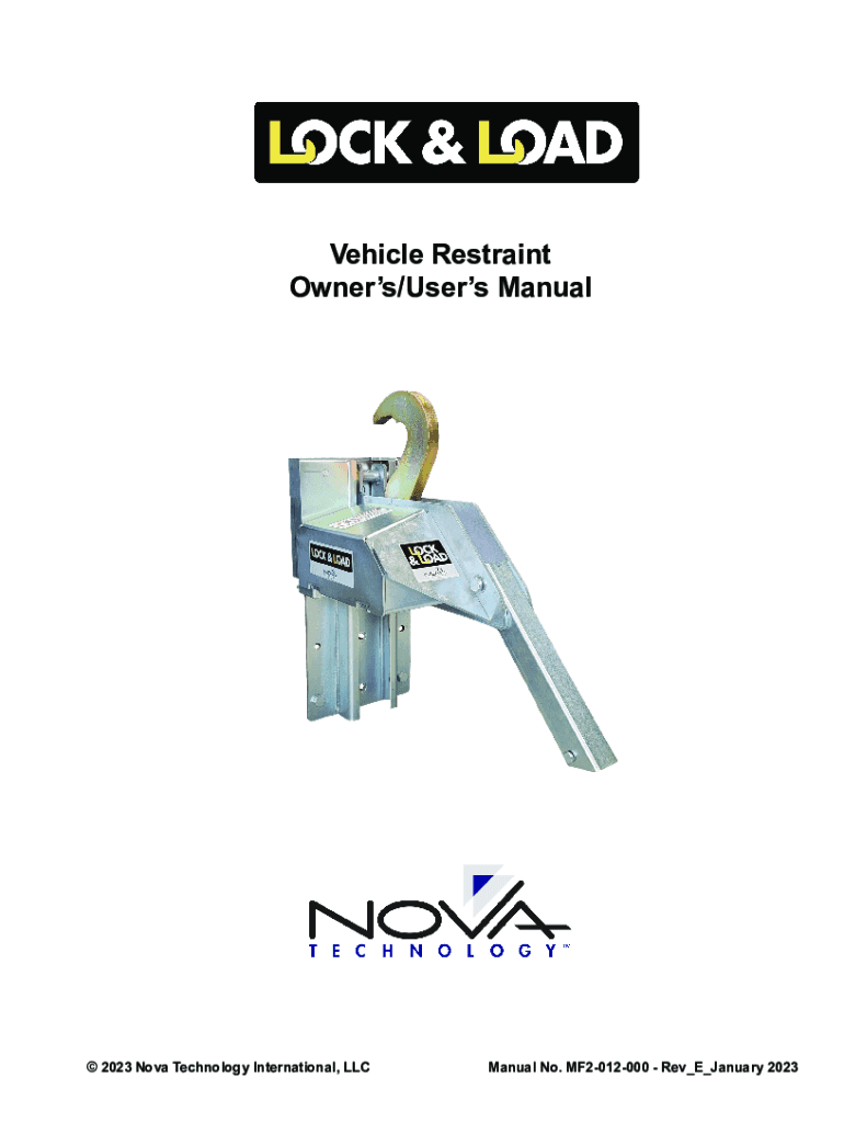 Fillable Online NOVA LockUp Owner's and User's ManualRevised 12023