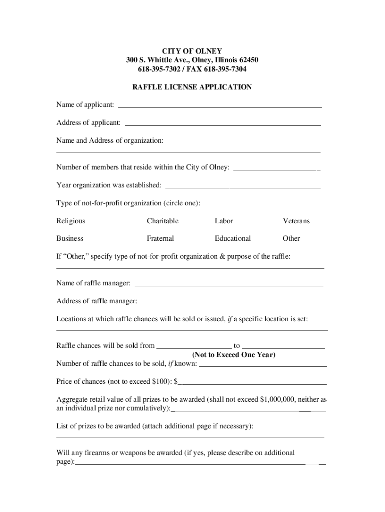 Fillable Online Raffle License Application Instruction Packet.pdf Fax