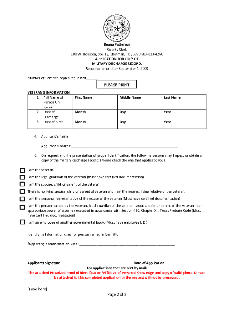 Fillable Online Grayson County Clerk Official Public Records Fax Email