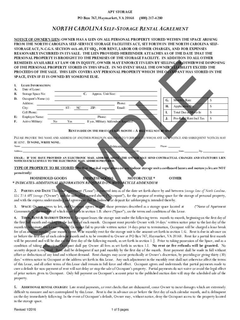 Fillable Online VIRGINIA SELFSTORAGE RENTAL AGREEMENT Fax Email Print