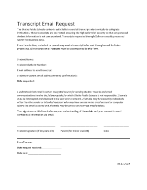 Fillable Online Transcript Email Request Form Fax Email Print - pdfFiller