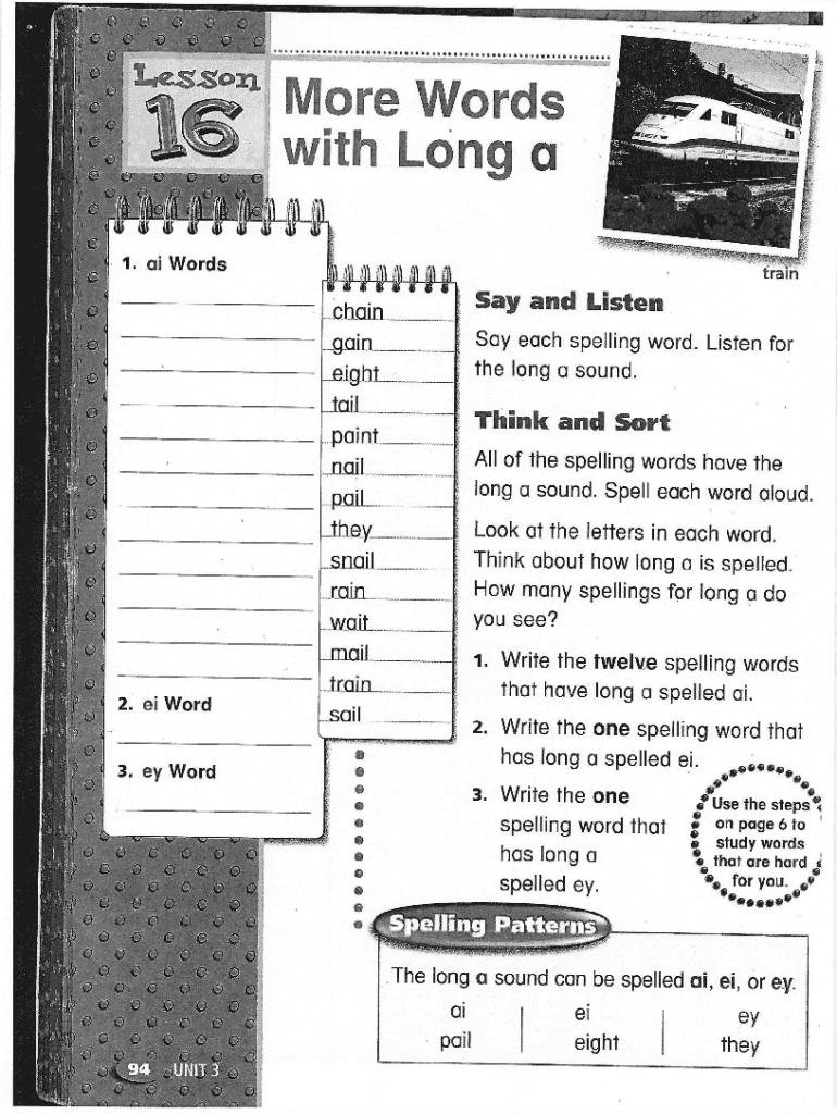 Fillable Online Words With Long A SoundA, A-E, AY, AI, and EI Patterns ...