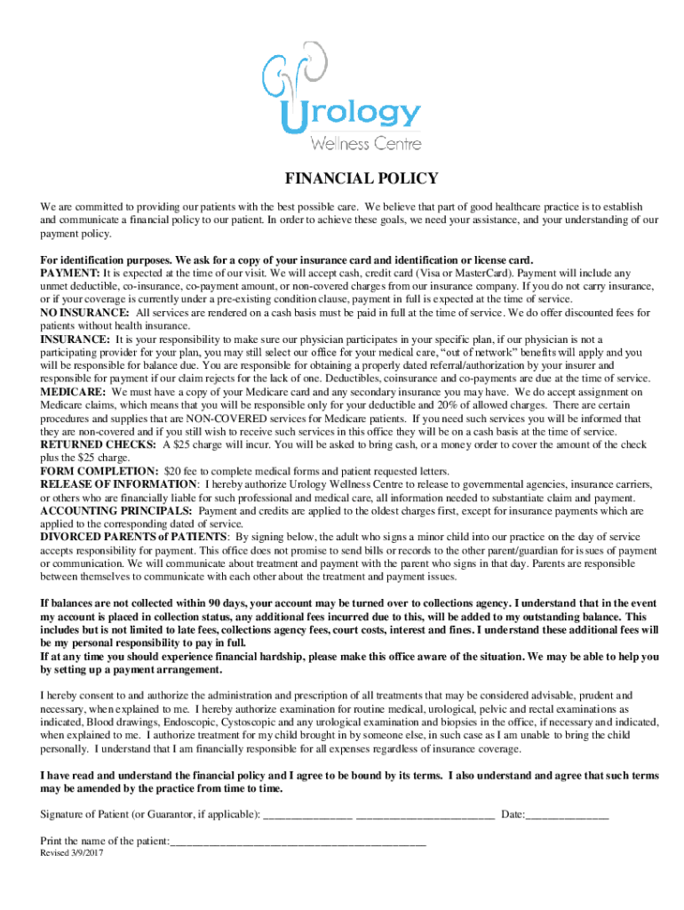 Fillable Online The Urology Center of Southern California Medical Group, Inc Fax Email Print