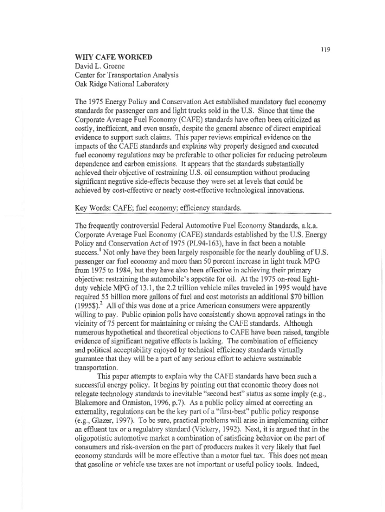 Fillable Online onlinepubs trb Assessment of US CAFE fuel economy