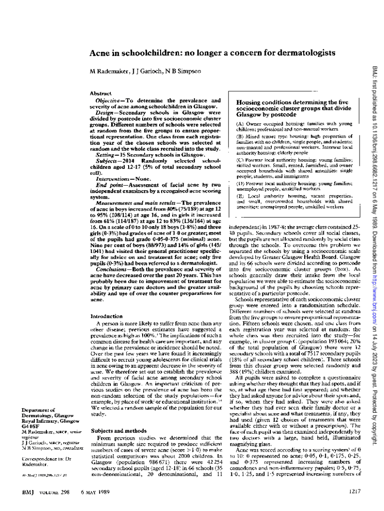 Fillable Online Acne in schoolchildren: no longer a concern for Fillable Online Acne in schoolchildren: no longer a concern for