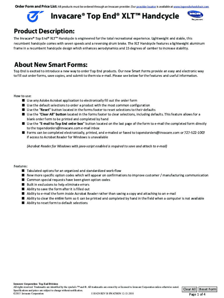 Fillable Online Invacare Product Catalog Invacare Top End Li'l