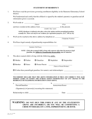 statement of residency
