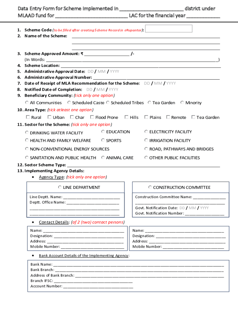 Fillable Online Data Entry Form for Scheme implemented in Fax Email ...