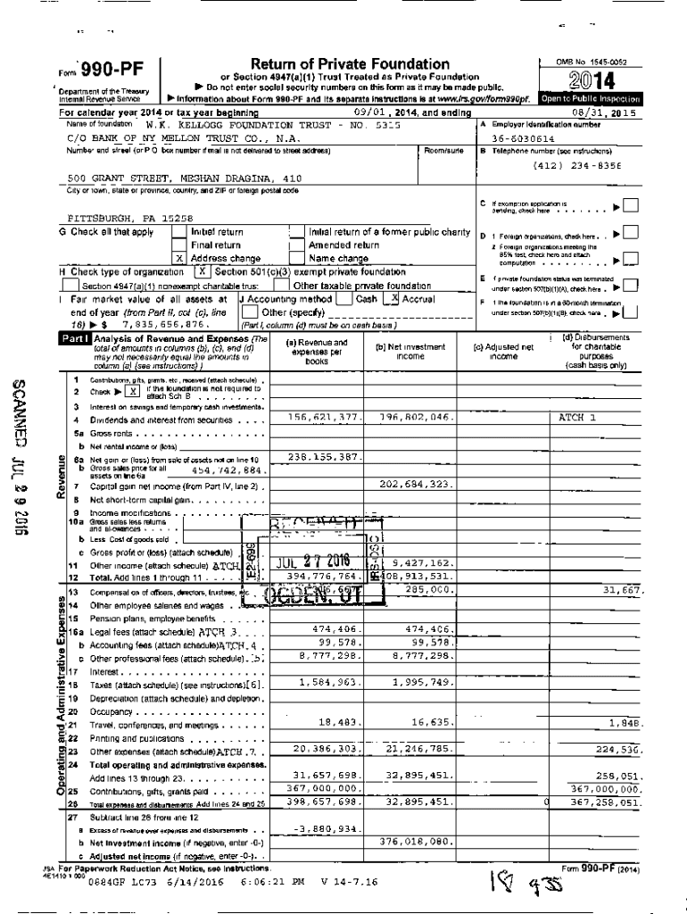 Fillable Online Information about Form 990PF and Its separate