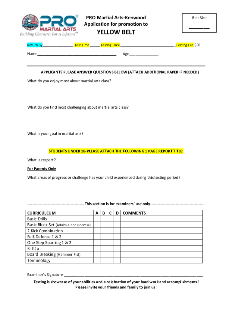 Fillable Online PRO Martial ArtsKenwood Fax Email Print pdfFiller