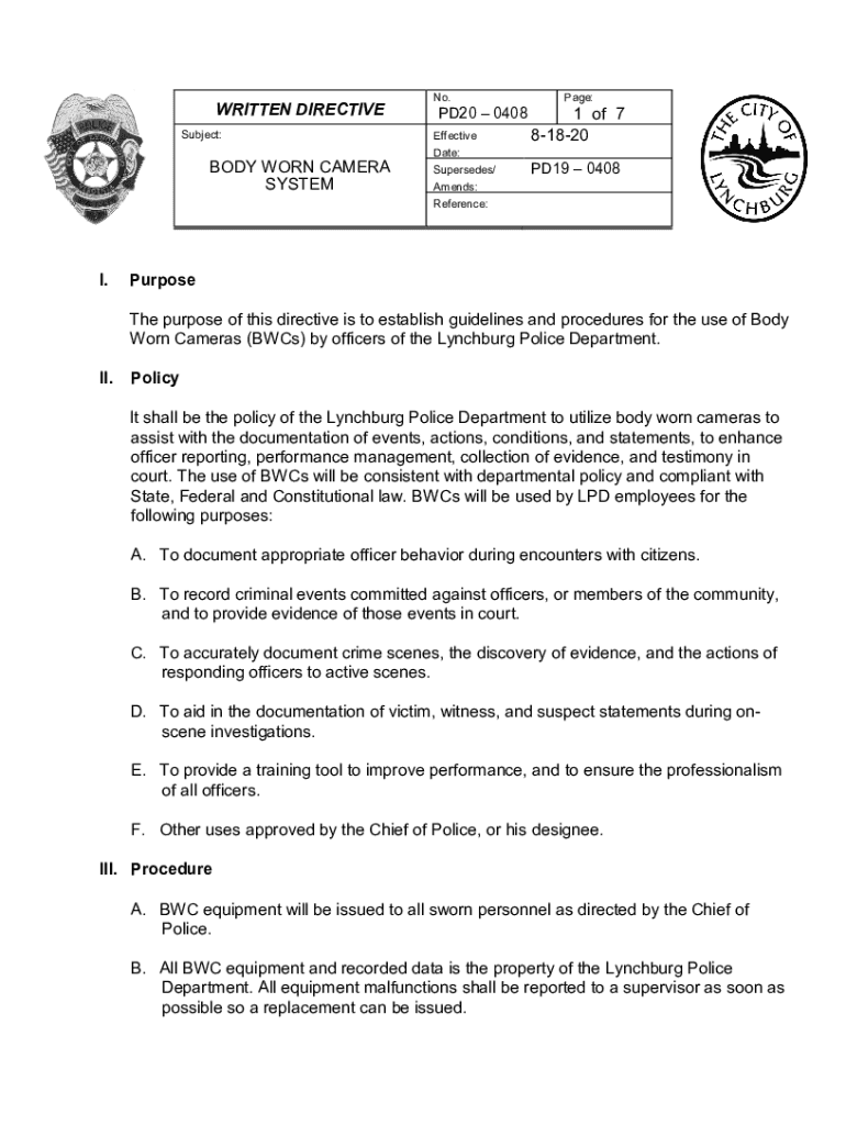 Fillable Online 50 ILCS 706/ Law Enforcement OfficerWorn Body Camera