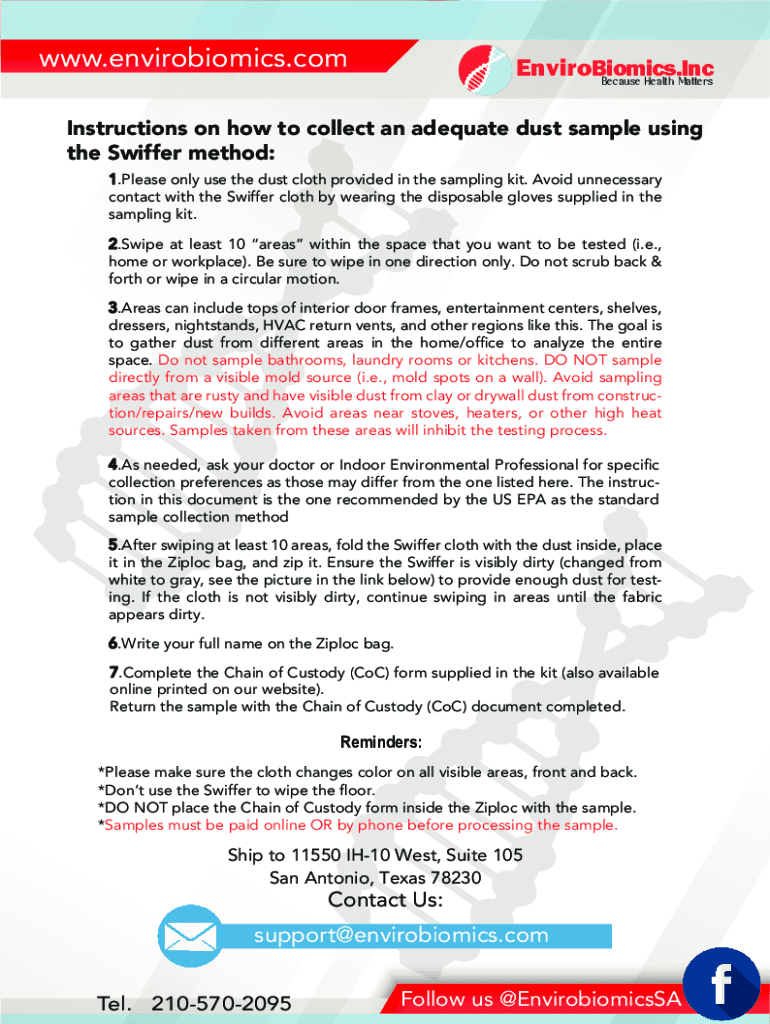 Fillable Online How to collect a dust sample using the Swiffer method