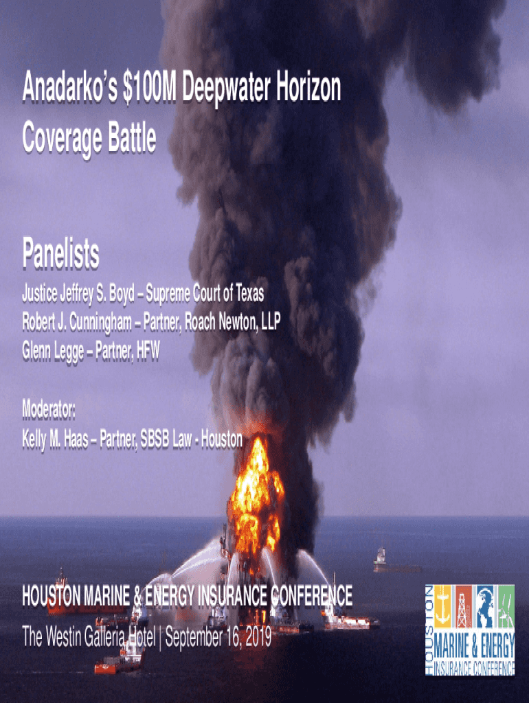 Fillable Online Anadarko's 100M Deepwater Horizon Coverage Battle