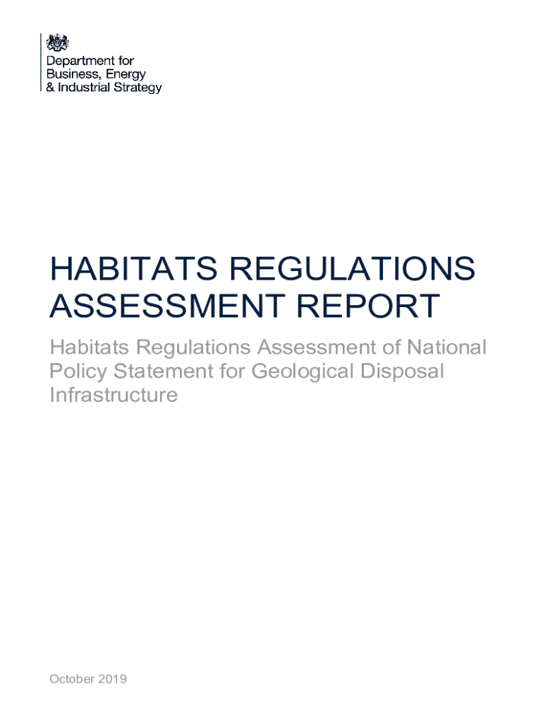 Fillable Online Habitats Regulations Assessment of National Policy Statement for Geological