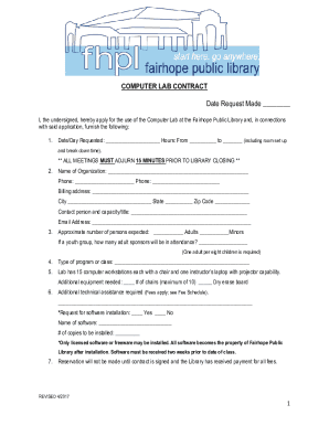 Fillable Online COMPUTER LAB CONTRACT Date Request Made Fax Email Print ...