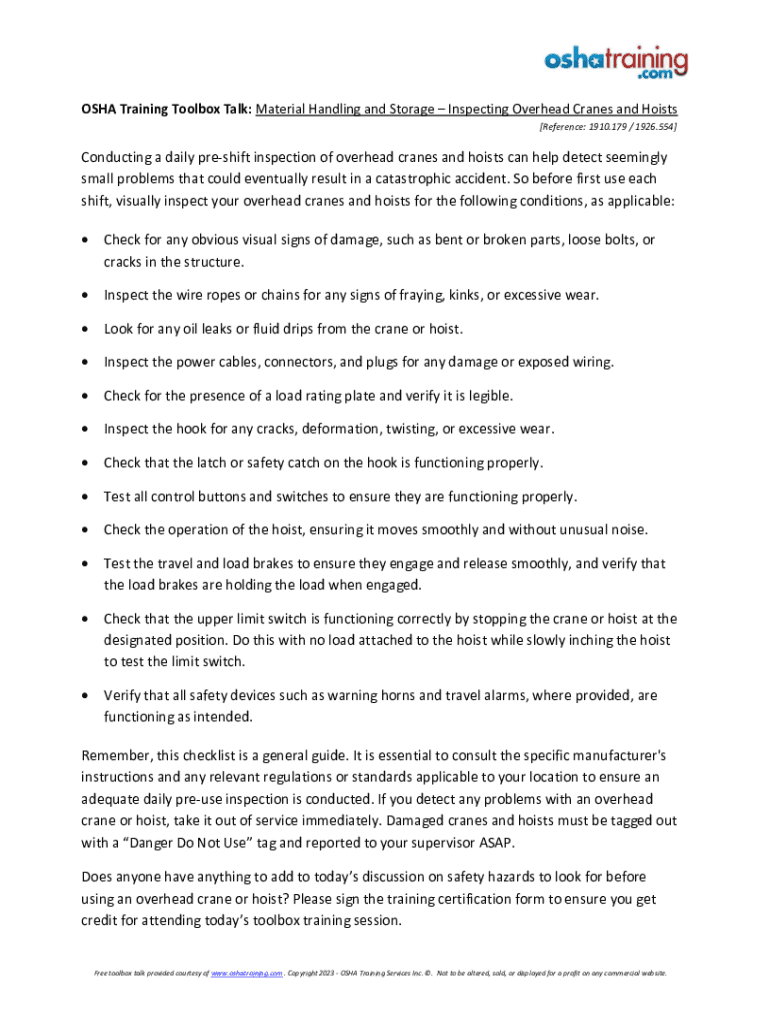 Fillable Online How to Meet OSHA Crane Inspection Requirements Fax