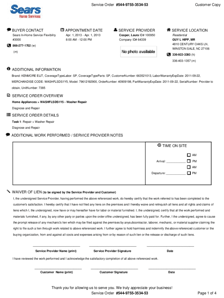 Fillable online what is a work order job and service order fax email 