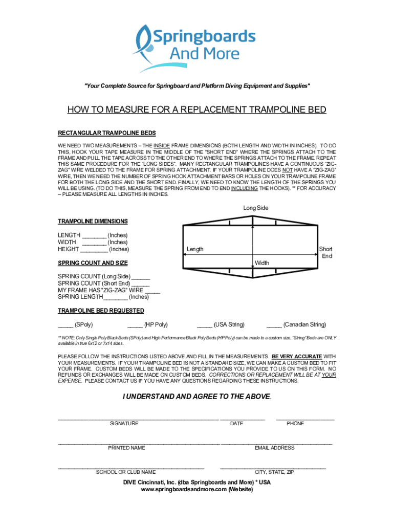 Fillable Online how to measure for a replacement trampoline bed Fax Email Print pdfFiller