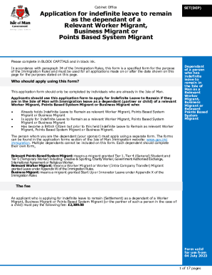 Fillable Online Application for indefinite leave to remain as the ...