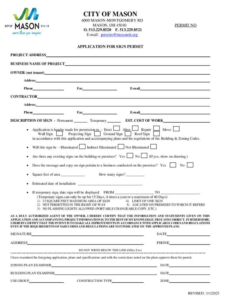 Fillable Online Page 1 City of Mason Monthly Issued Permit Summary