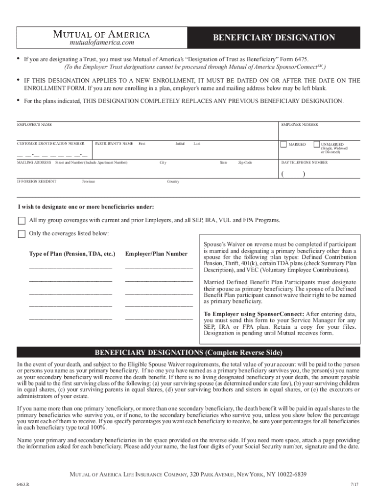 mutual beneficiary designation form template Preview on Page 1