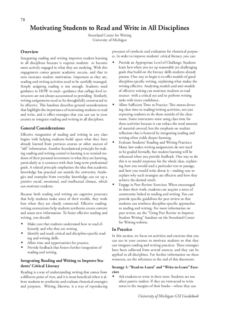 Fillable Online Putting Reading and Writing Together for Struggling