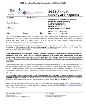 Fillable Online AHA Annual Survey Fax Email Print - pdfFiller