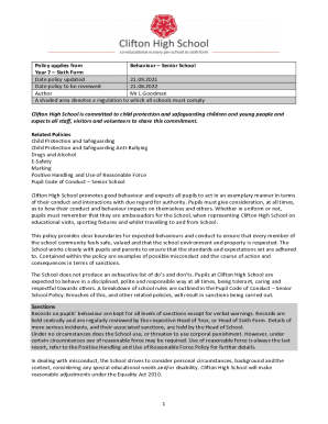 1 Policy applies from Year 7Sixth Form Behaviour