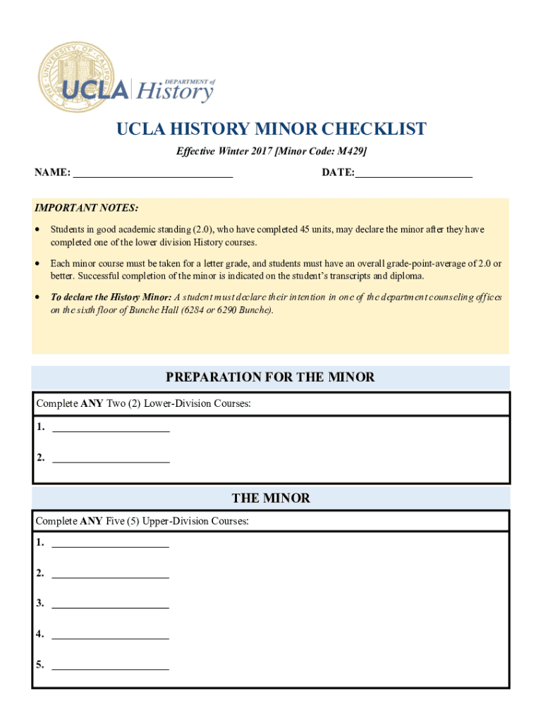 Fillable Online history ucla UCLA Art History Department Minor